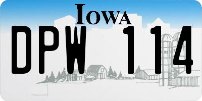 IA license plate DPW114