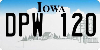 IA license plate DPW120
