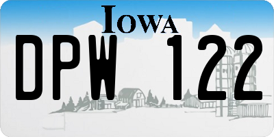 IA license plate DPW122