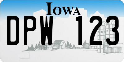 IA license plate DPW123