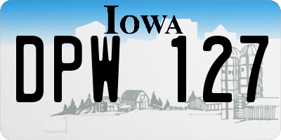 IA license plate DPW127