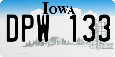 IA license plate DPW133