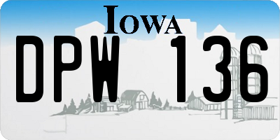 IA license plate DPW136