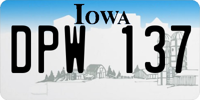 IA license plate DPW137