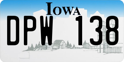 IA license plate DPW138