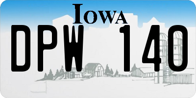 IA license plate DPW140