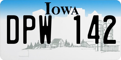 IA license plate DPW142