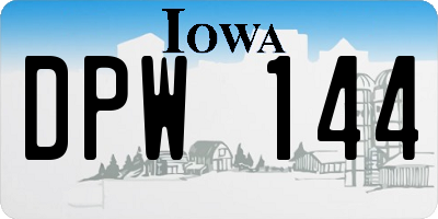IA license plate DPW144