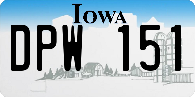 IA license plate DPW151
