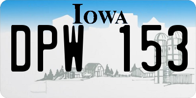 IA license plate DPW153