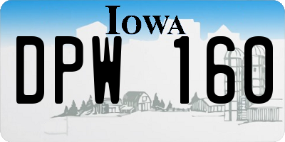 IA license plate DPW160