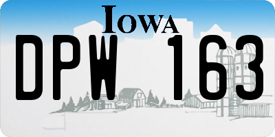 IA license plate DPW163