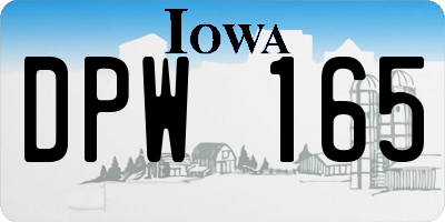 IA license plate DPW165
