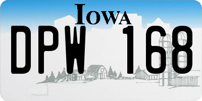 IA license plate DPW168