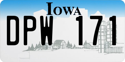 IA license plate DPW171