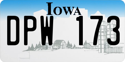 IA license plate DPW173