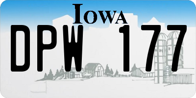 IA license plate DPW177