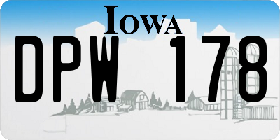 IA license plate DPW178