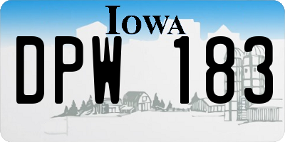 IA license plate DPW183