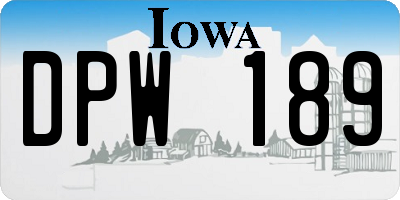 IA license plate DPW189