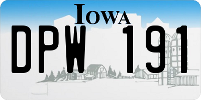 IA license plate DPW191