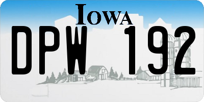 IA license plate DPW192
