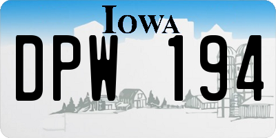 IA license plate DPW194