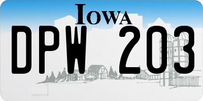 IA license plate DPW203
