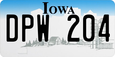 IA license plate DPW204
