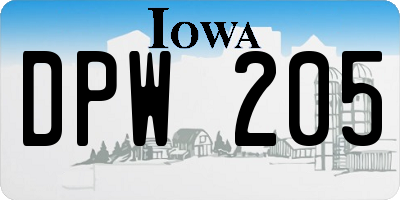 IA license plate DPW205