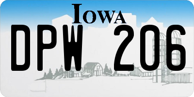 IA license plate DPW206
