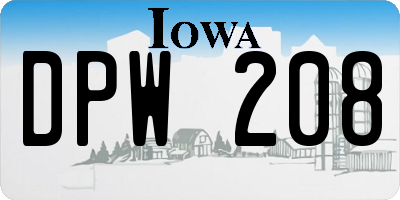 IA license plate DPW208