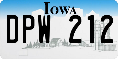 IA license plate DPW212