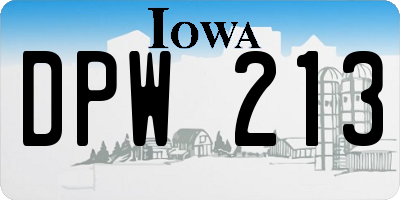 IA license plate DPW213