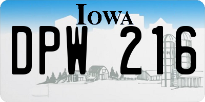 IA license plate DPW216
