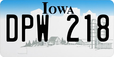 IA license plate DPW218