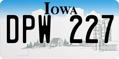 IA license plate DPW227