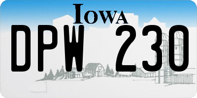 IA license plate DPW230