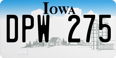 IA license plate DPW275