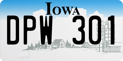 IA license plate DPW301