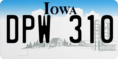IA license plate DPW310