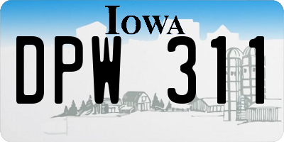 IA license plate DPW311