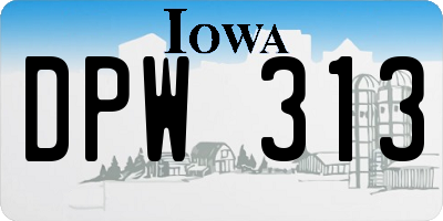 IA license plate DPW313