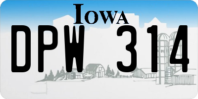 IA license plate DPW314