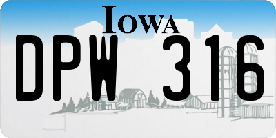 IA license plate DPW316