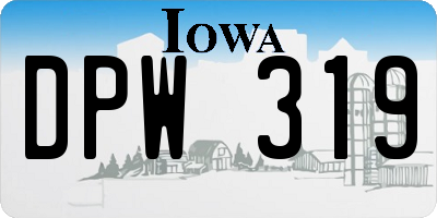 IA license plate DPW319