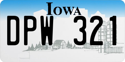 IA license plate DPW321