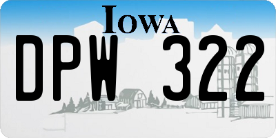 IA license plate DPW322
