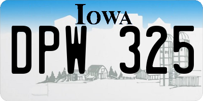 IA license plate DPW325