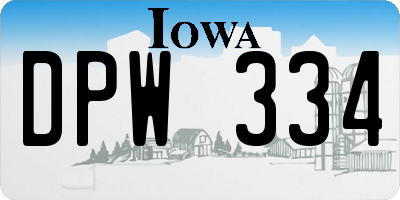 IA license plate DPW334